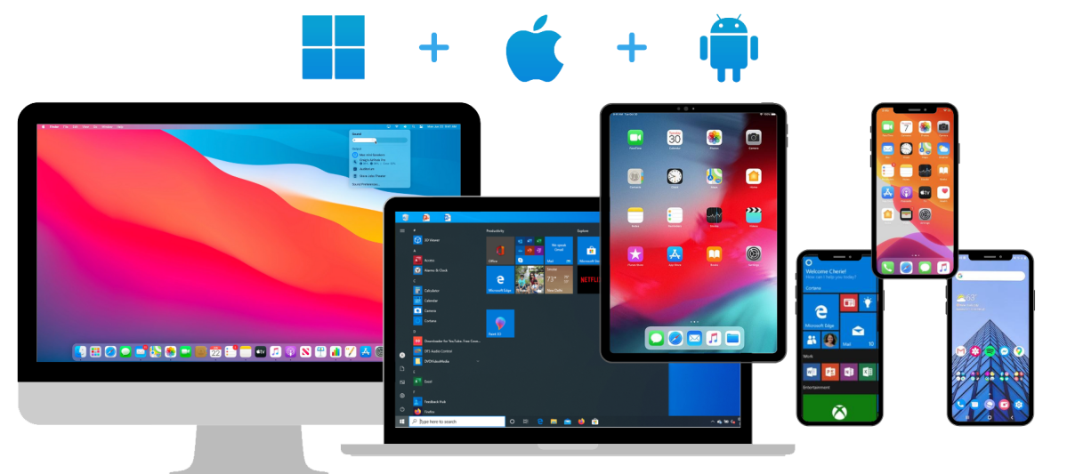 Desktop, laptop, tablets and cellphones